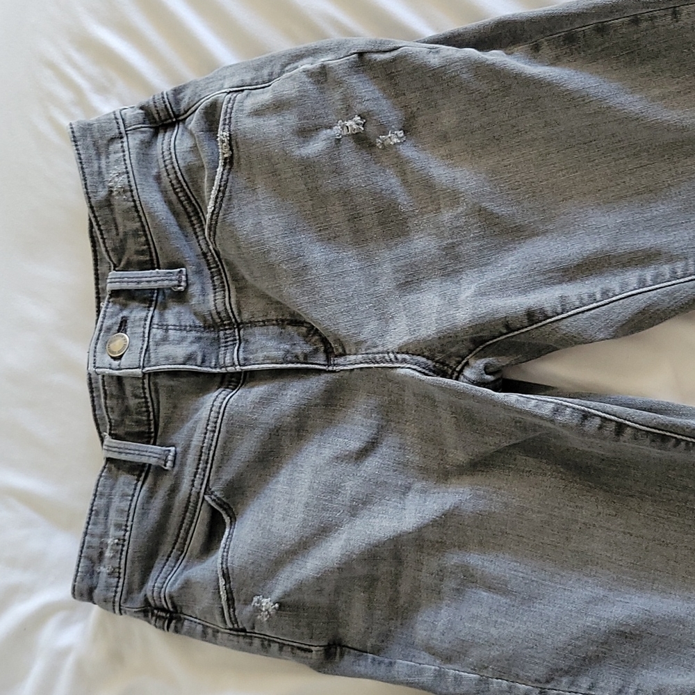 Gray high waisted skinny jeans